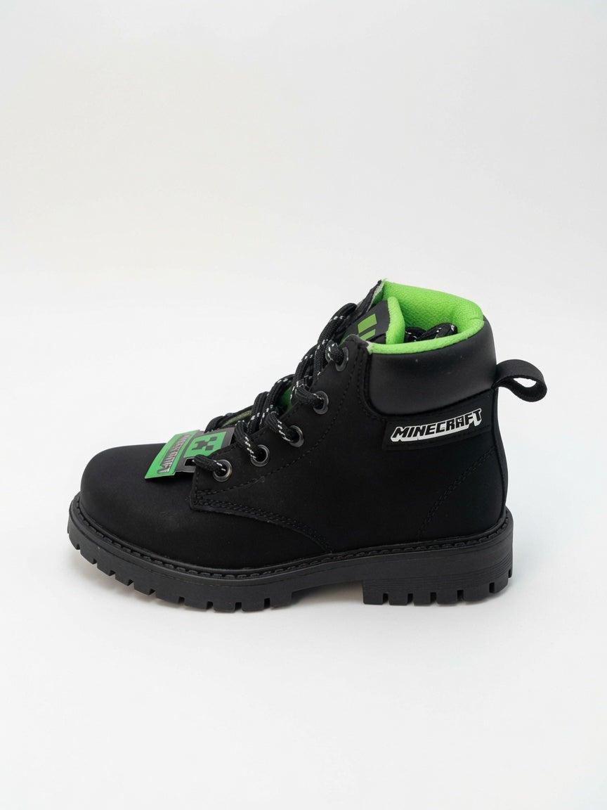 Botas Urbanas Minecraft para Niño – Calzado Casual Negro con Verde