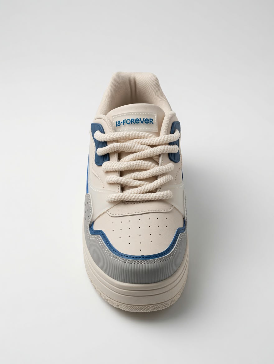 Tenis Urbanos de Plataforma para Mujer en Beige y Azul