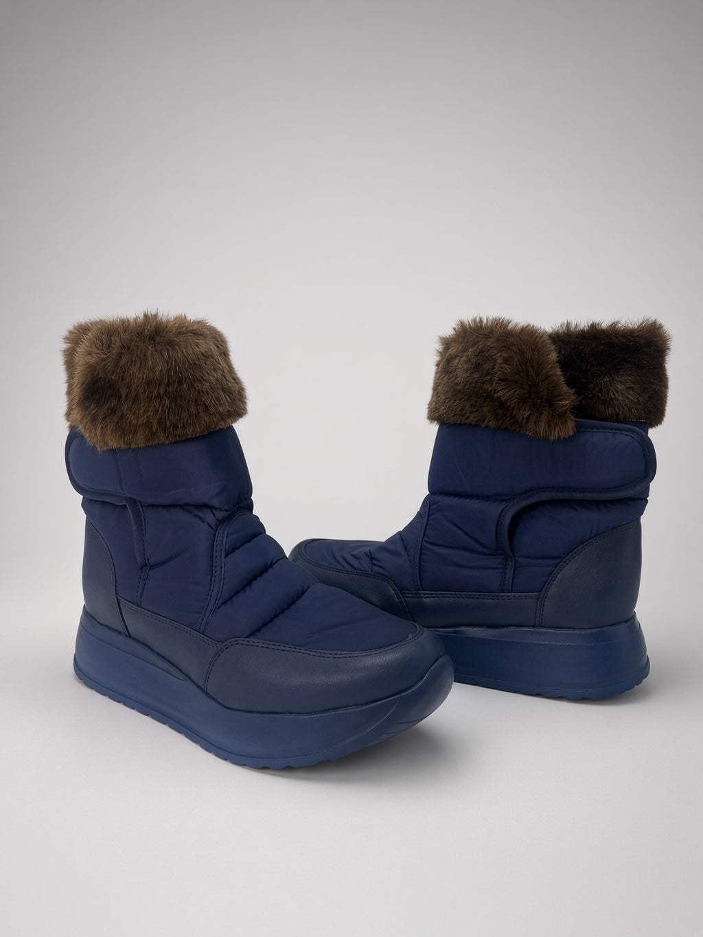 Botin De Nieve Invierno Dama Térmicas Con Peluche Azul Marino