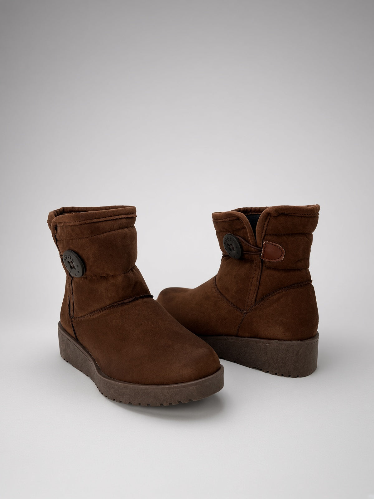 Botin Térmico de Gamuza Cafe con Botón Lateral para Dama