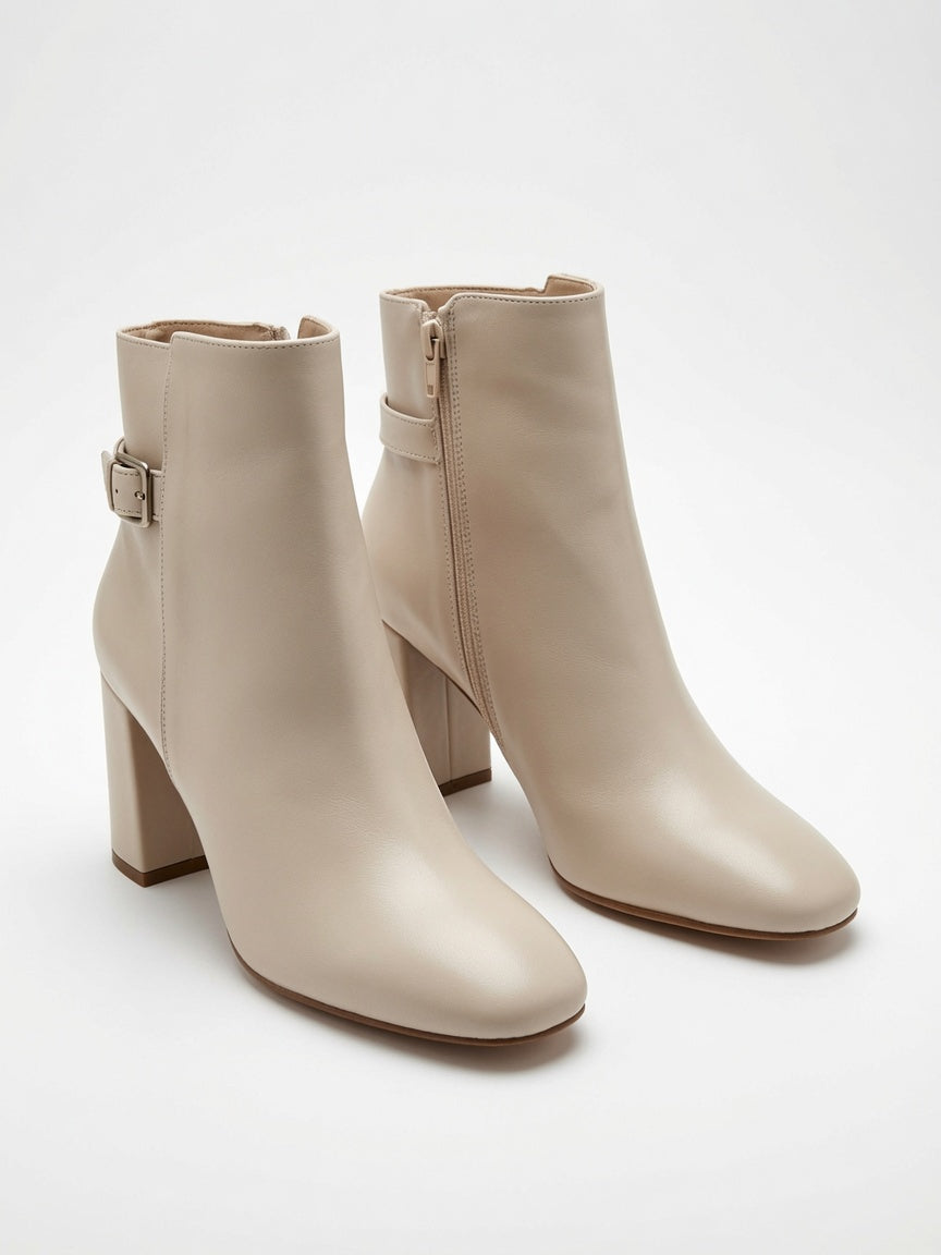 Botines De Tacón Ancho Para Mujer Elegantes Con Hebilla