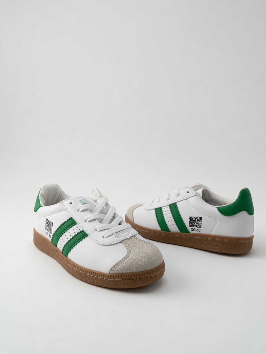 Tenis Casuales Niño Blancos con Verde
