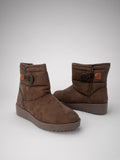 Botin Térmico de Gamuza Cafe Claro con Botón Lateral para Dama