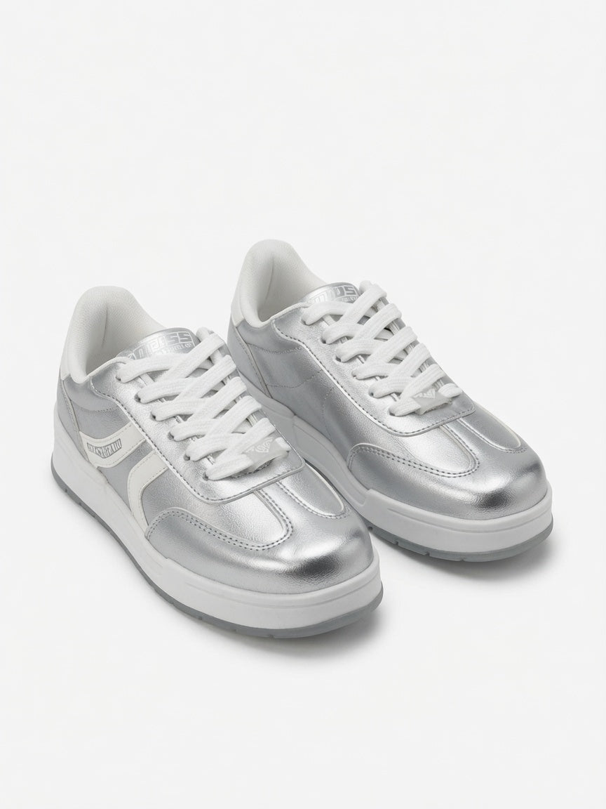 Tenis Miss Pink Plateados Metalizados Mujer