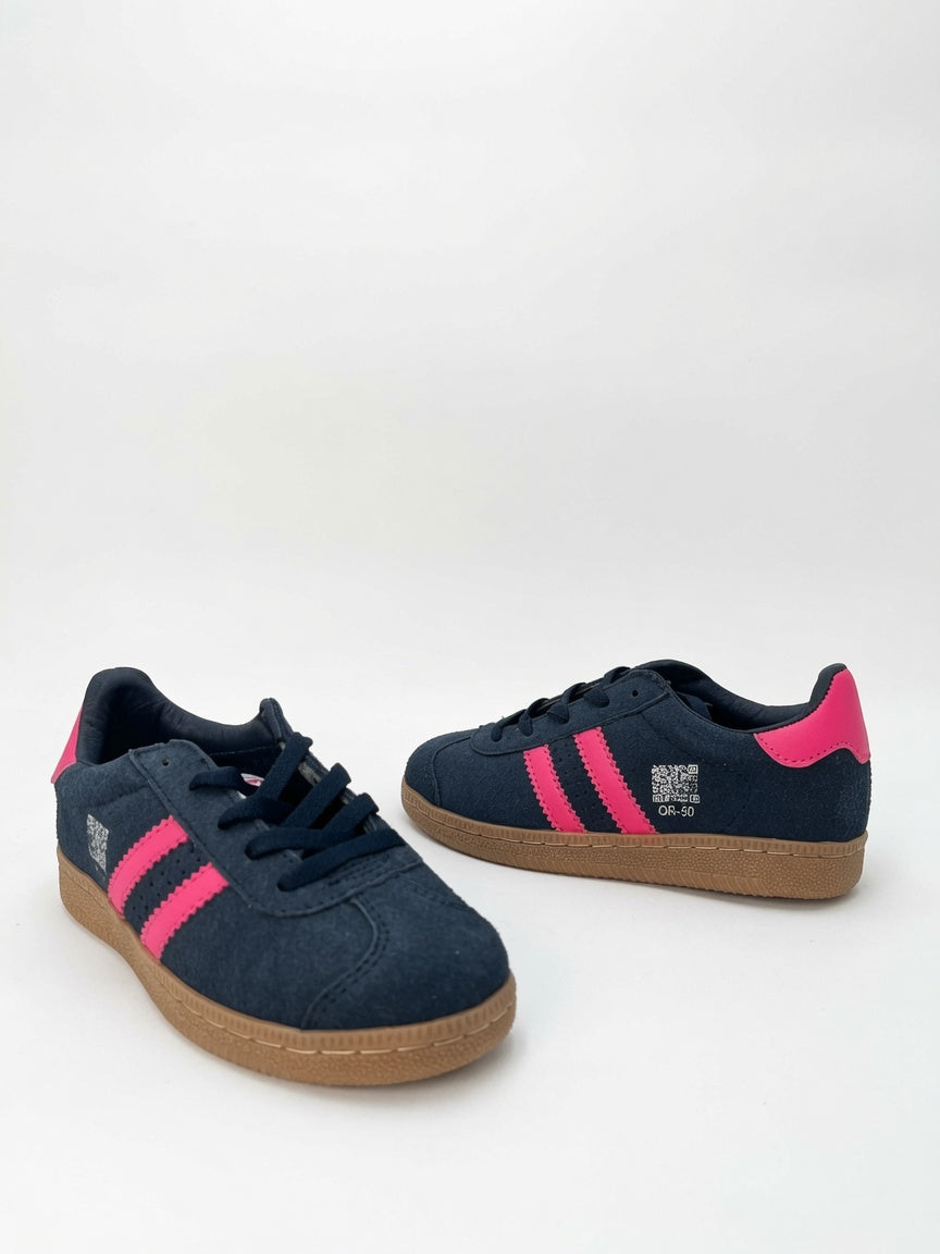 Tenis Casuales de Niña Gamuza Azul Marino con Rosa