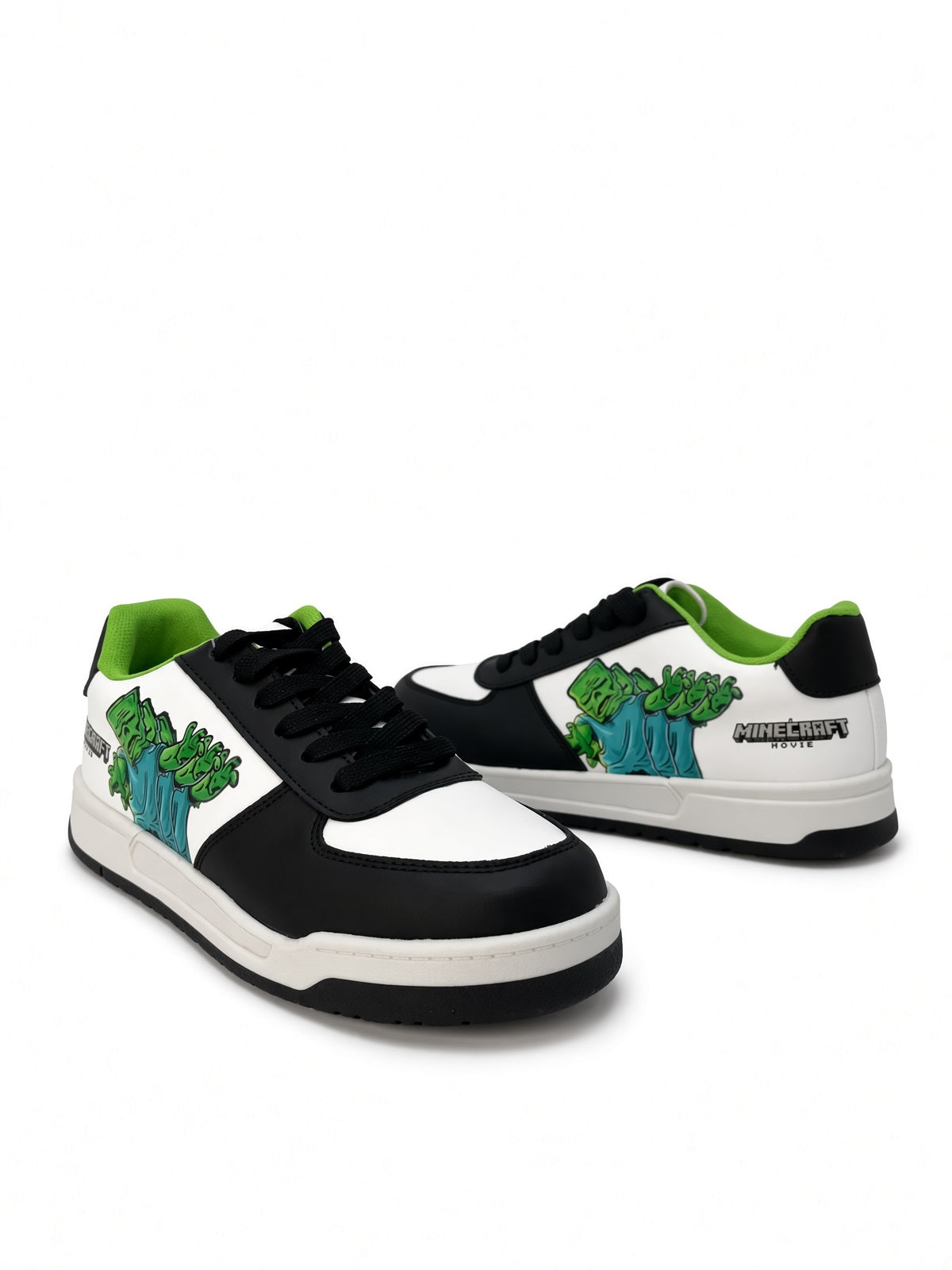 Tenis Minecraft de Niño Blanco Negro
