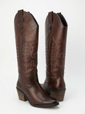 Botas Texanas Largas en Color Chocolate para Mujer - Tacón