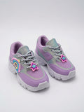 Tenis Niña Morado Pastel Con Brillos Diseños De Arcoiris