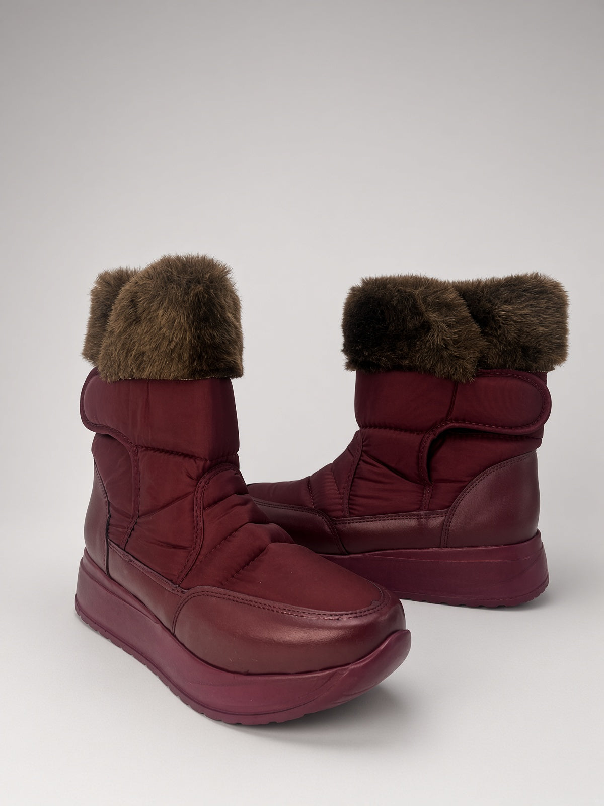 Botin De Nieve Invierno Dama Térmicas Con Peluche Vino