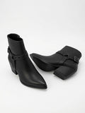 Botín Estilo Vaquero Negro Con Correas Forever