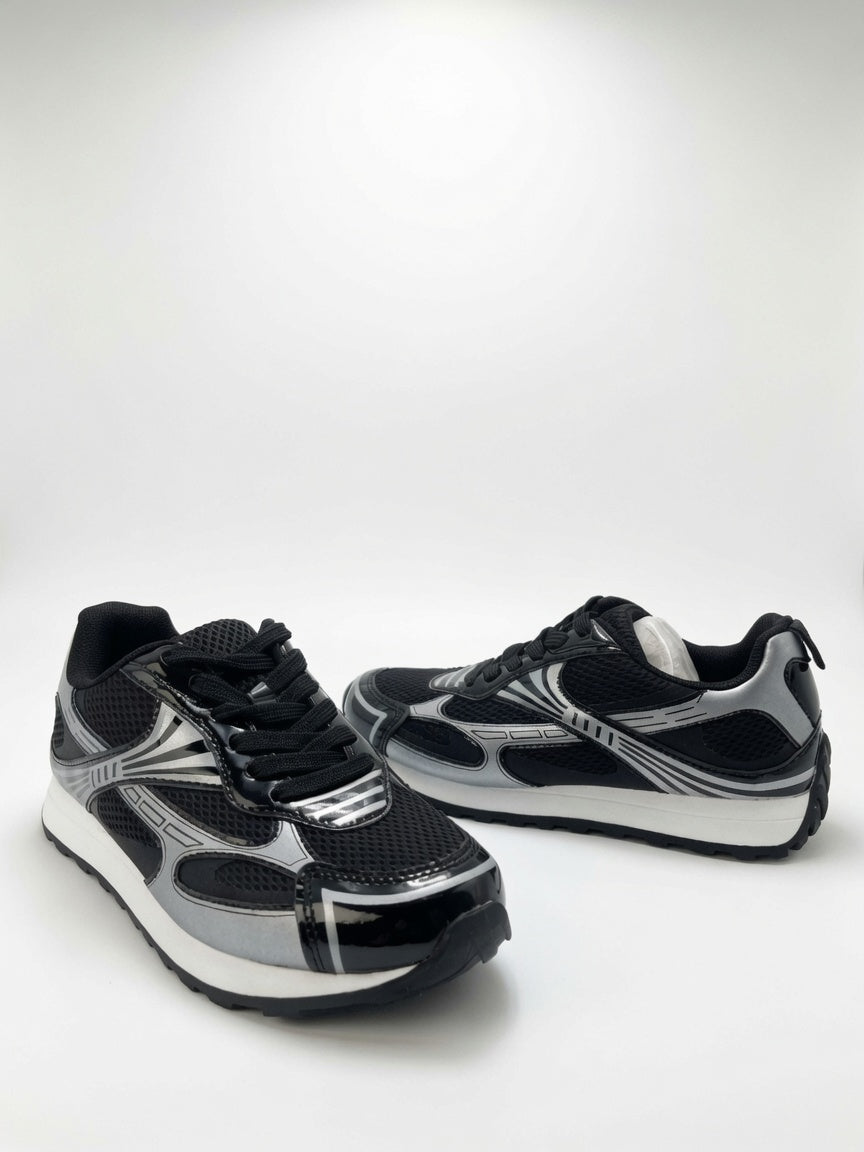 Tenis Casuales para Mujer Negros con Plata