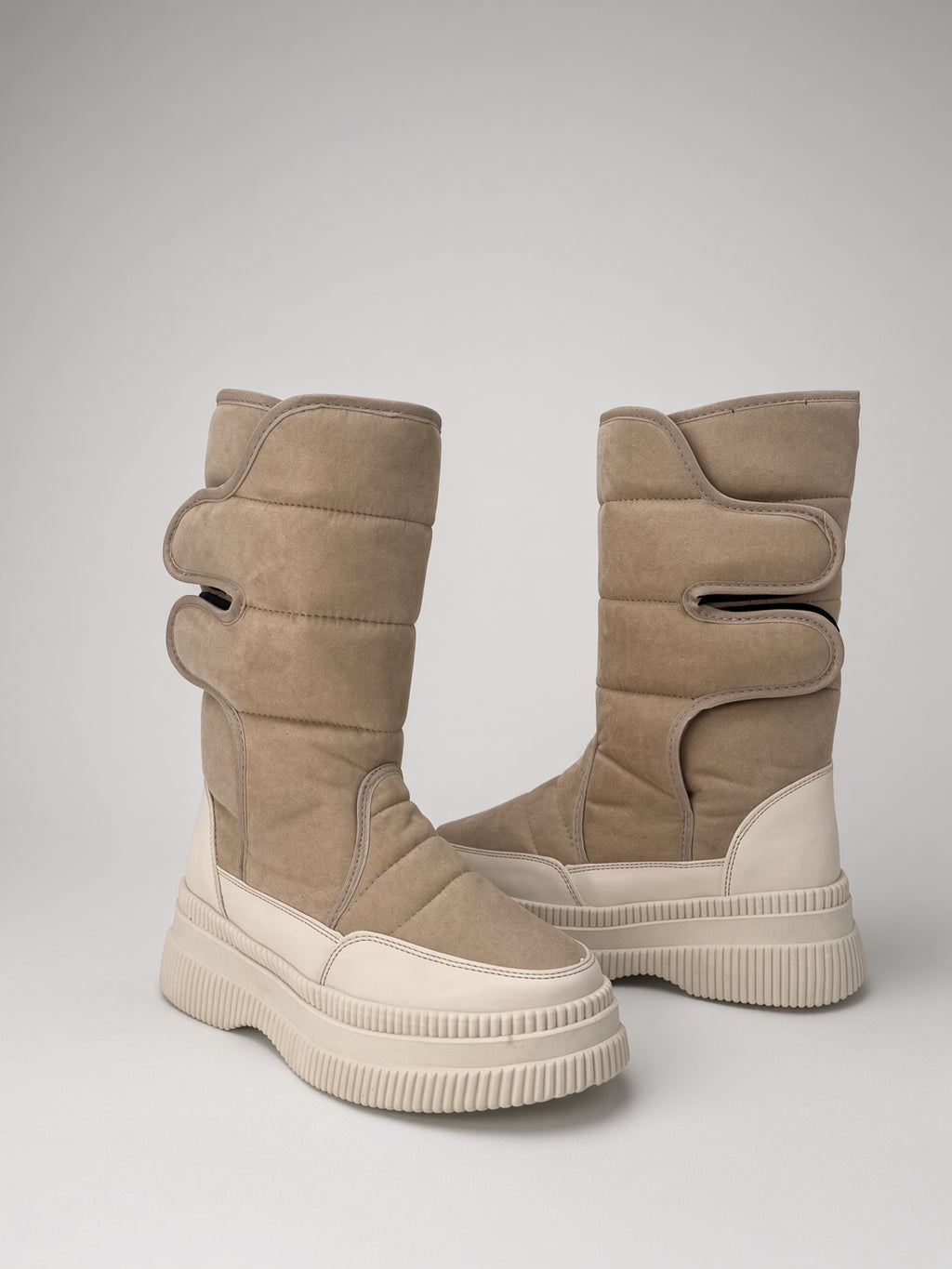 Botas De Nieve Invierno Mujer Térmicas Ajuste Velcro Beige