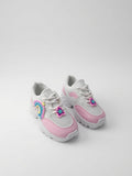 Tenis Niña Rosa Pastel Con Brillos Diseños De Arcoiris