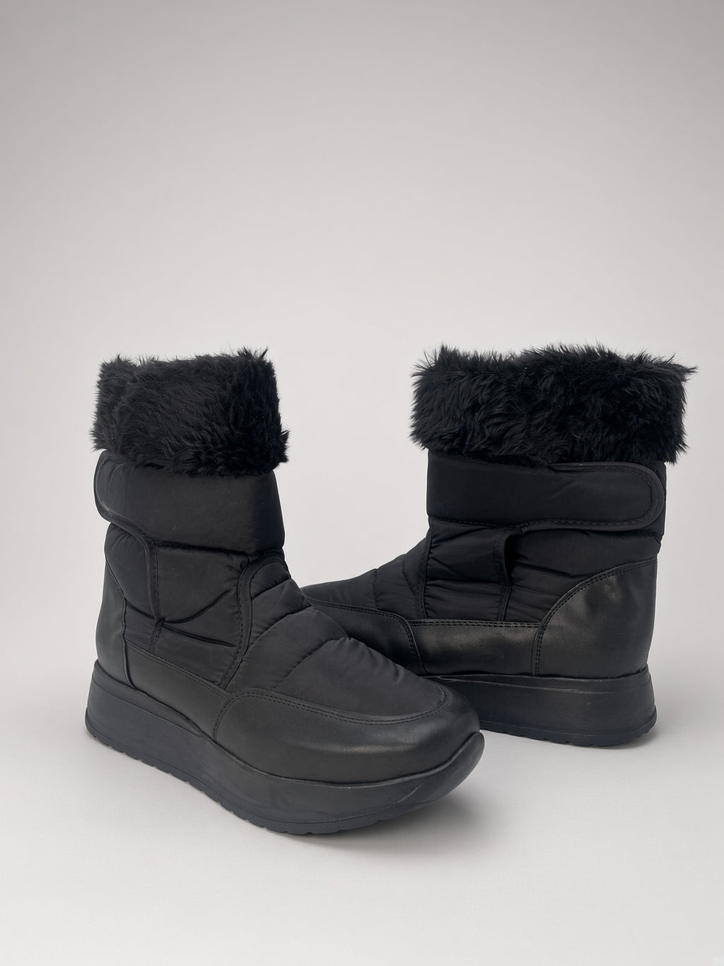 Botin De Nieve Invierno Dama Térmicas Con Peluche Negras