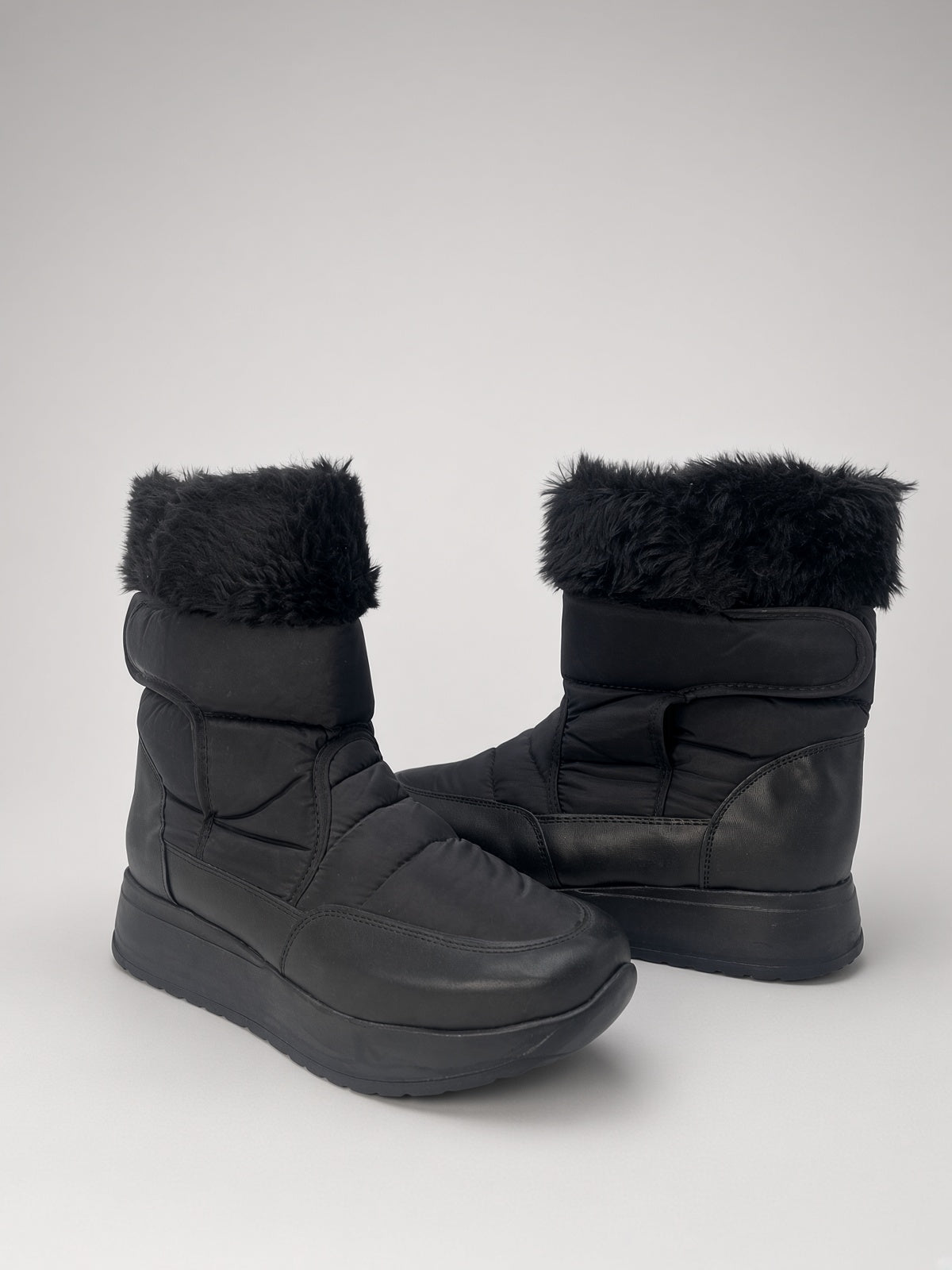 Botin De Nieve Invierno Dama Térmicas Con Peluche Negras