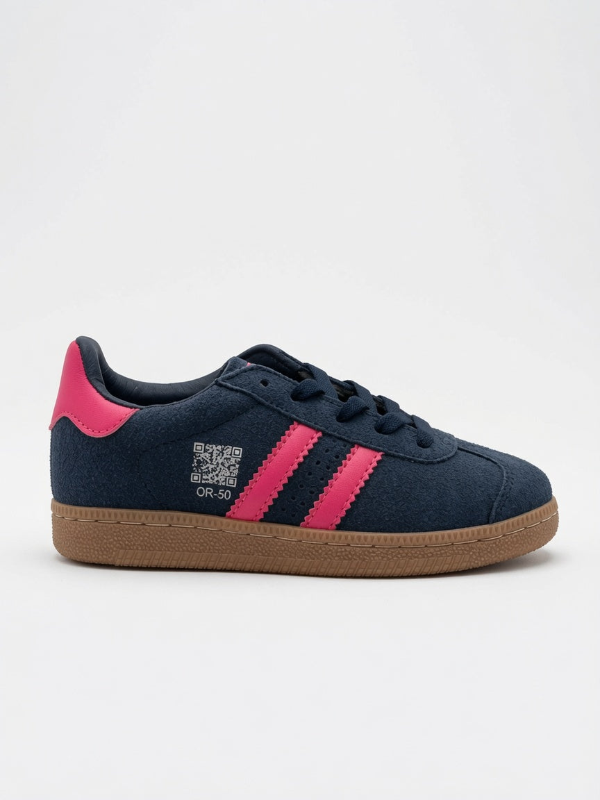 Tenis Casuales de Niña Gamuza Azul Marino con Rosa
