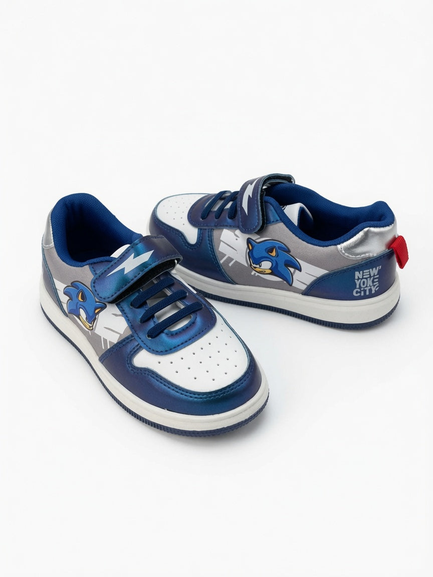 Tenis de Sonic para Niño Azules con Velcro y Agujetas Casuales