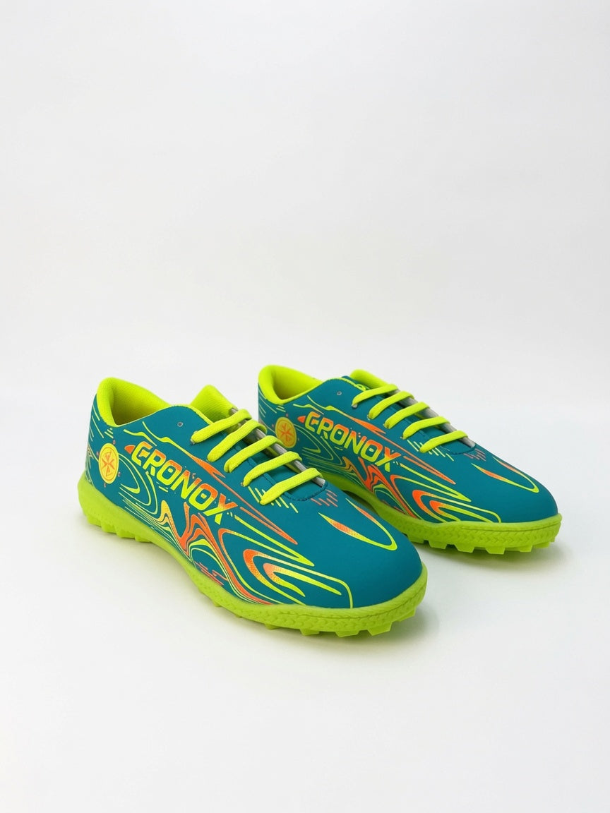 Tenis Fútbol Rápido Cronox Hombre Aqua Amarillo Neon