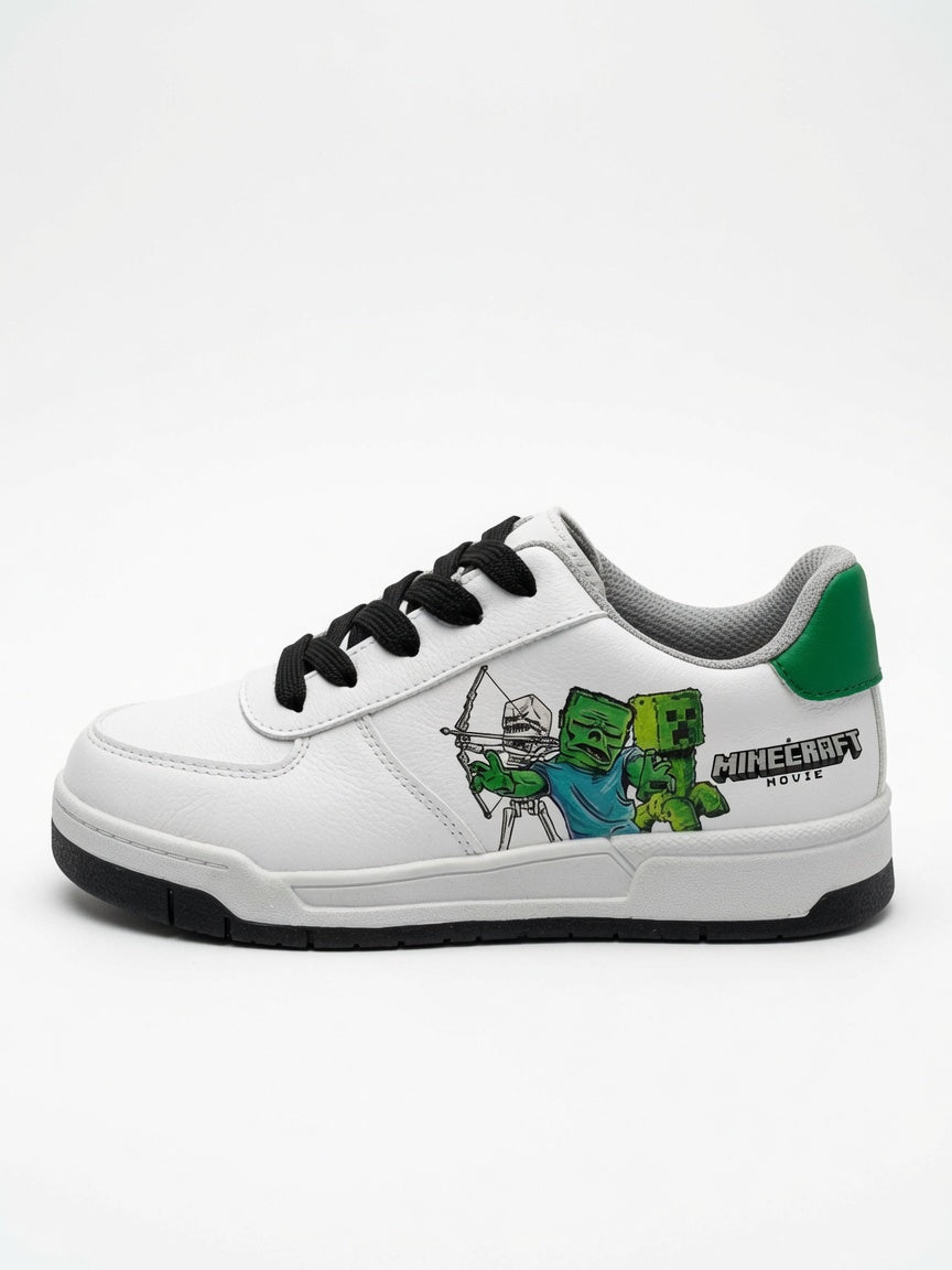 Tenis de Minecraft para Niño Blancos con Cordones Negros Casuales