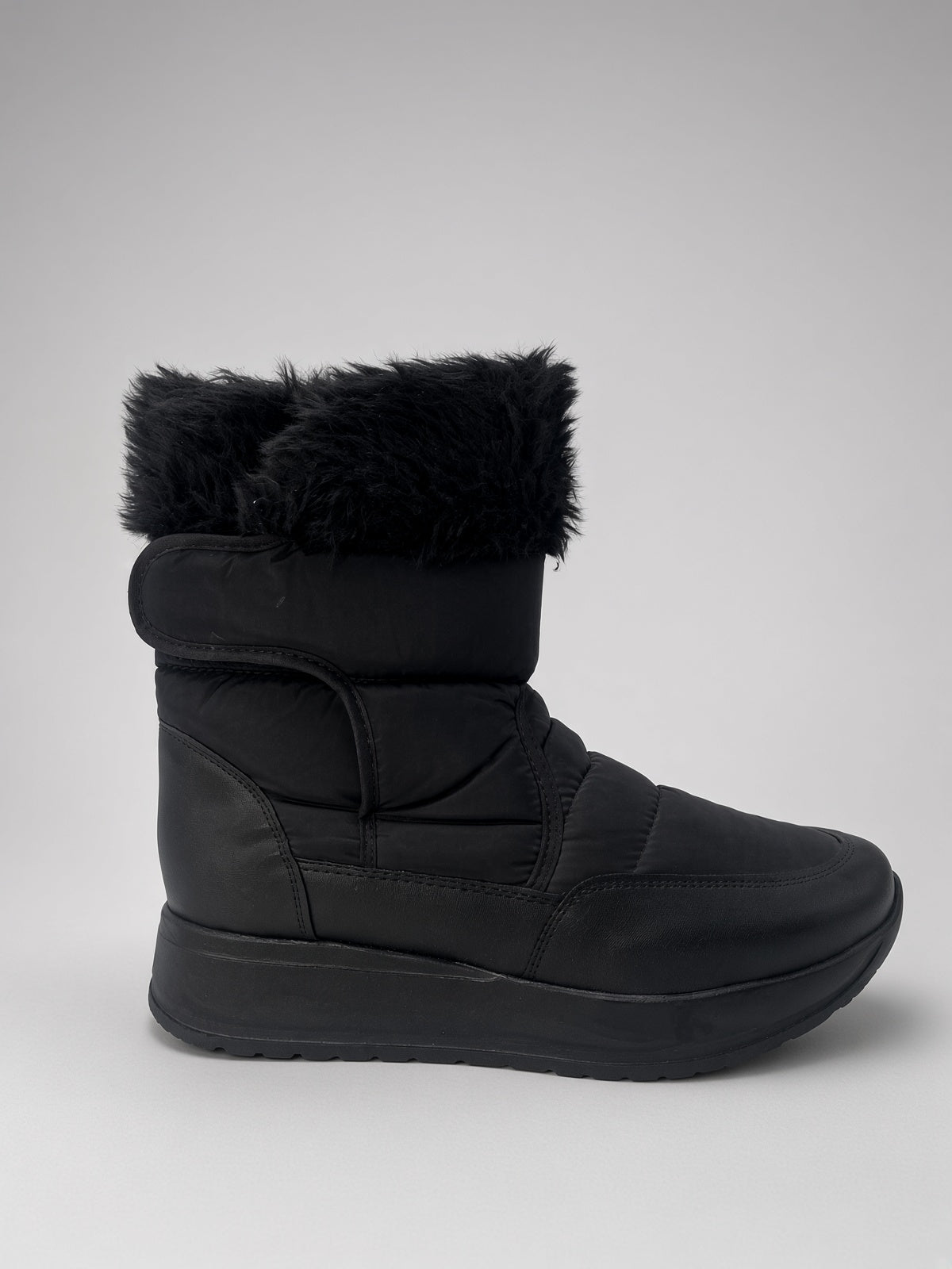 Botin De Nieve Invierno Dama Térmicas Con Peluche Negras