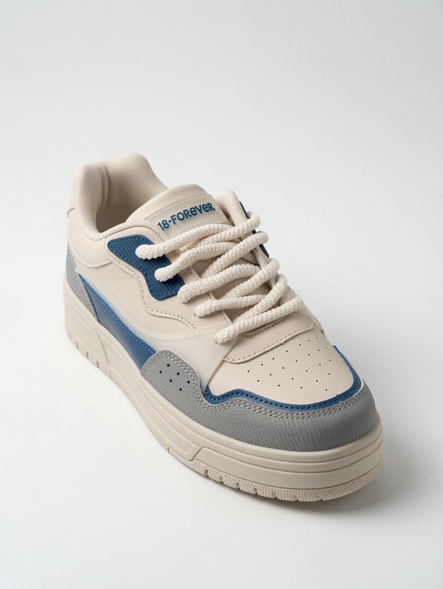 Tenis Urbanos de Plataforma para Mujer en Beige y Azul