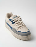 Tenis Urbanos de Plataforma para Mujer en Beige y Azul