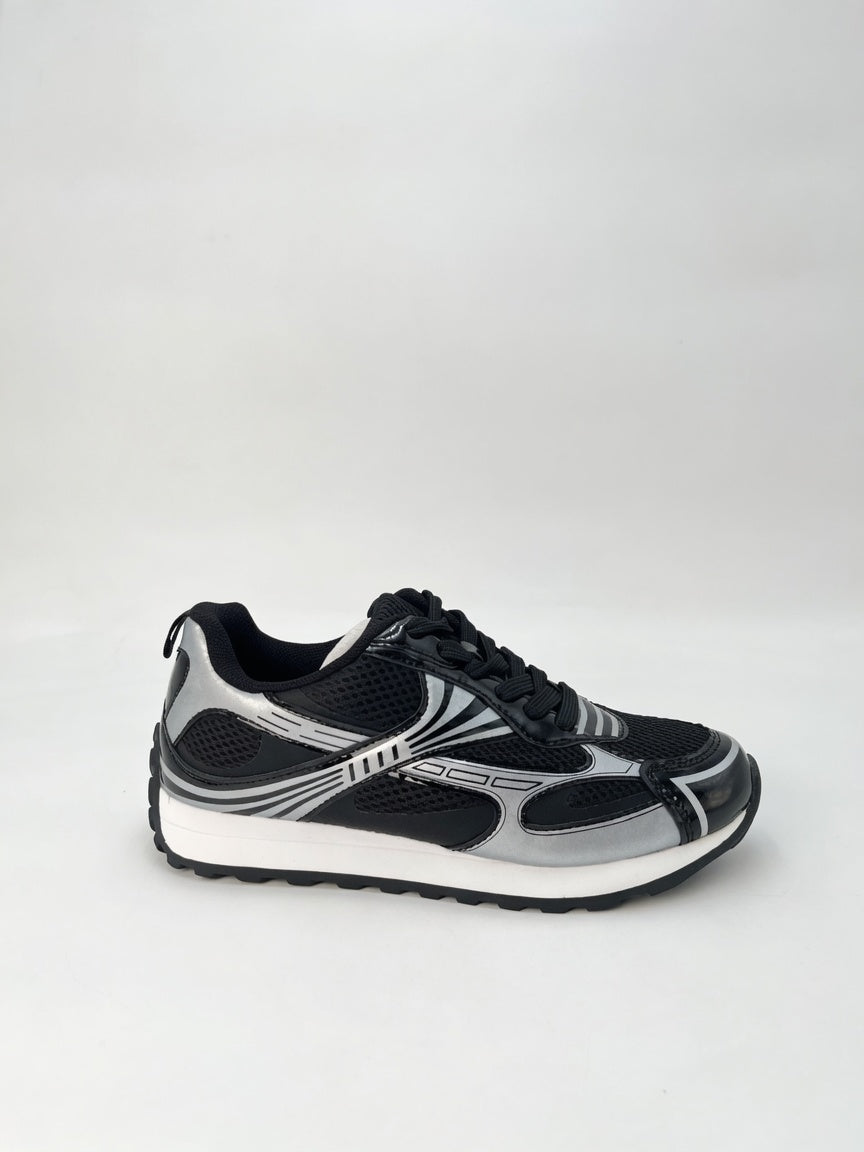 Tenis Casuales para Mujer Negros con Plata