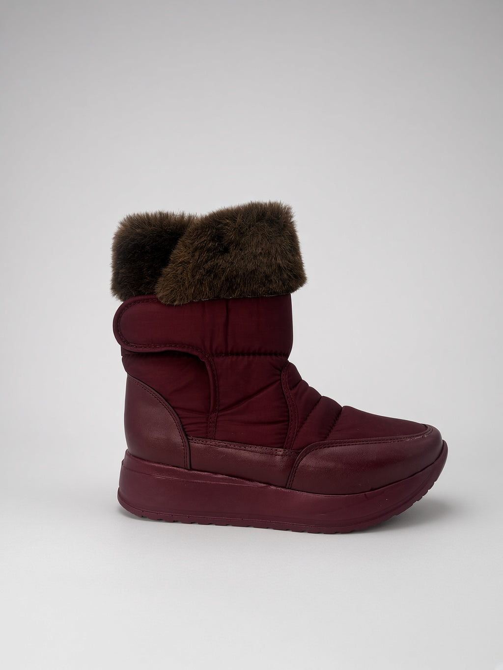 Botin De Nieve Invierno Dama Térmicas Con Peluche Vino