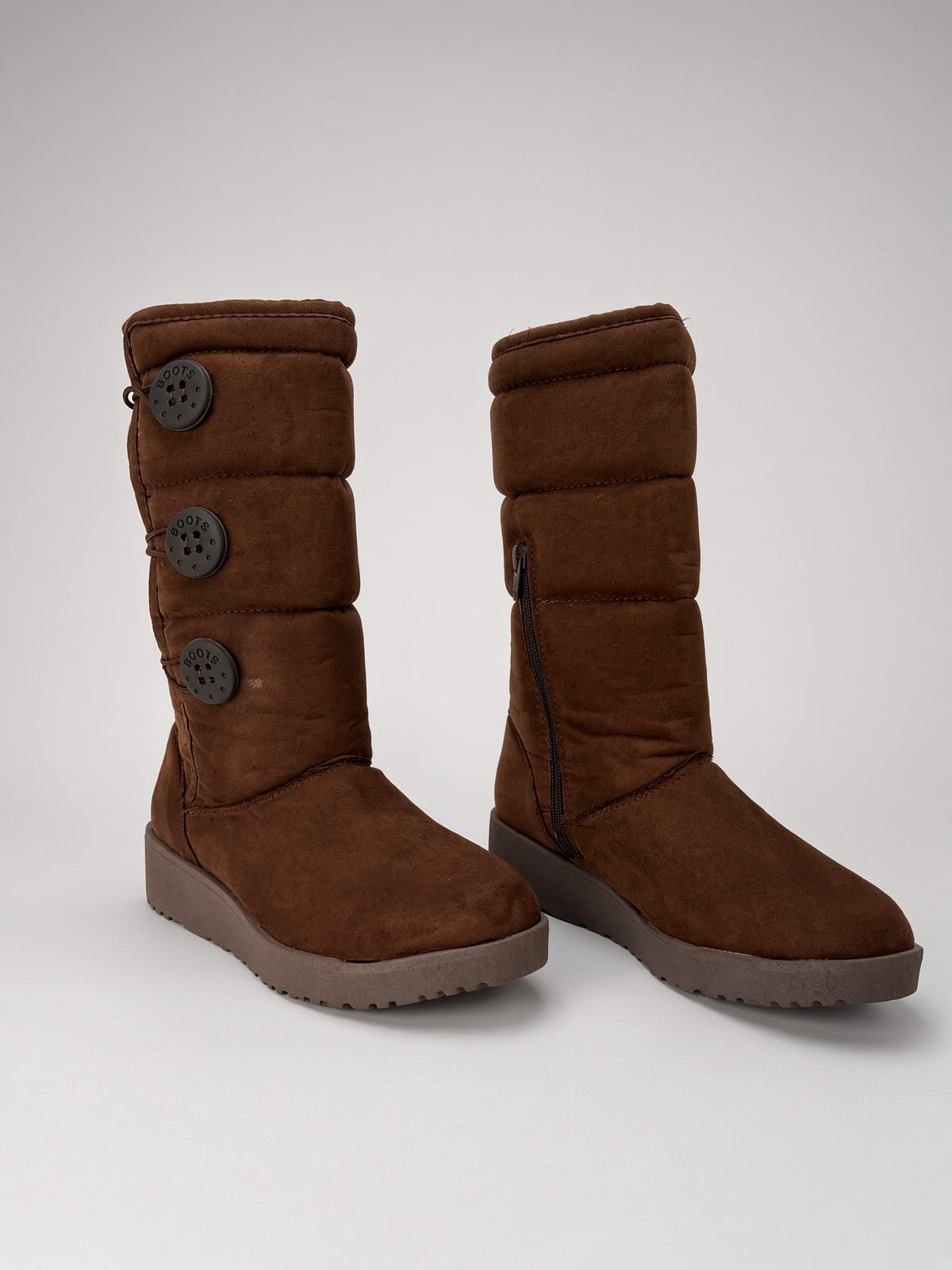 Bota Alta Térmica Calientita para Mujer con Ajuste de Botón Cafe