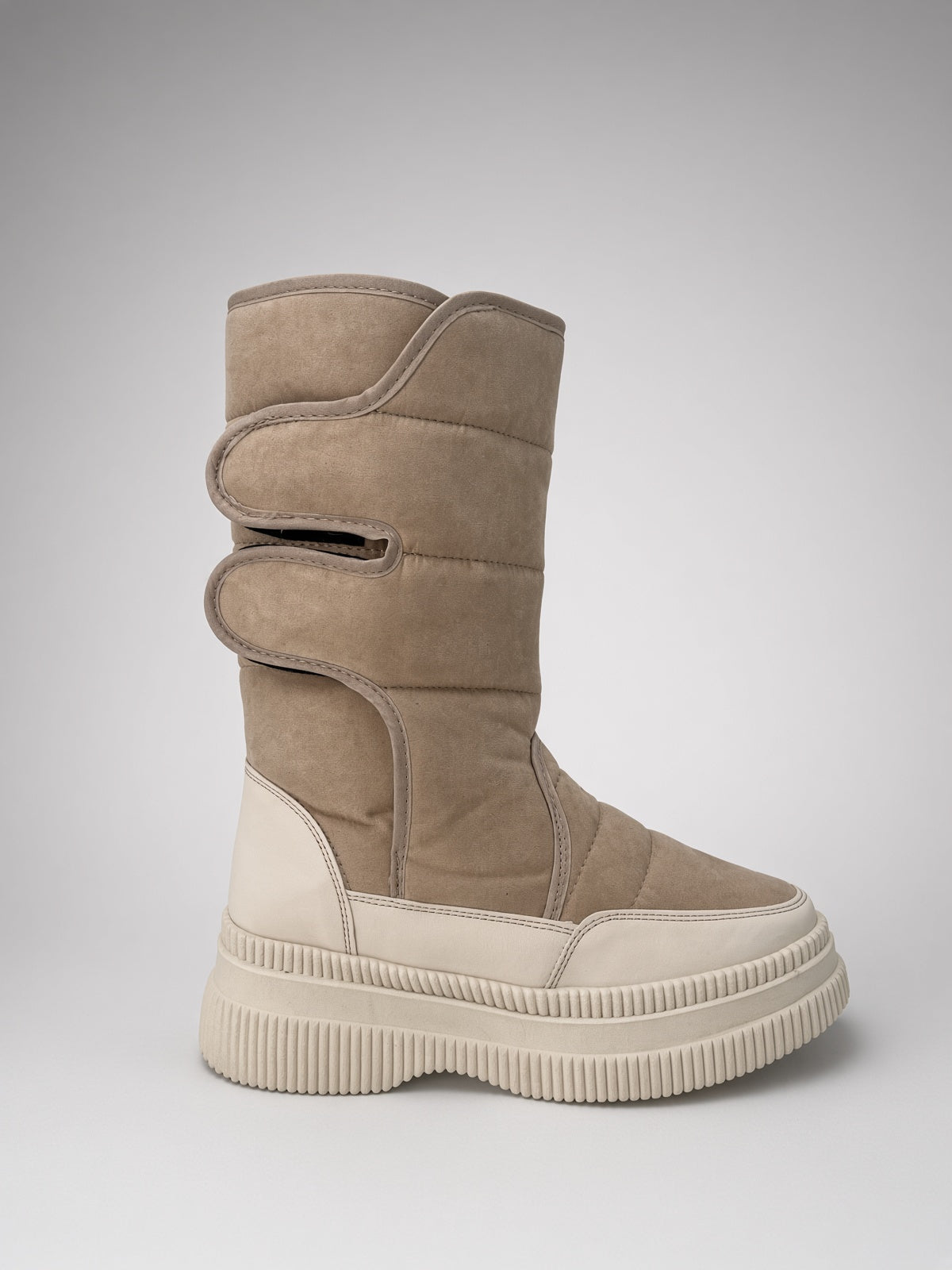 Botas De Nieve Invierno Mujer Térmicas Ajuste Velcro Beige