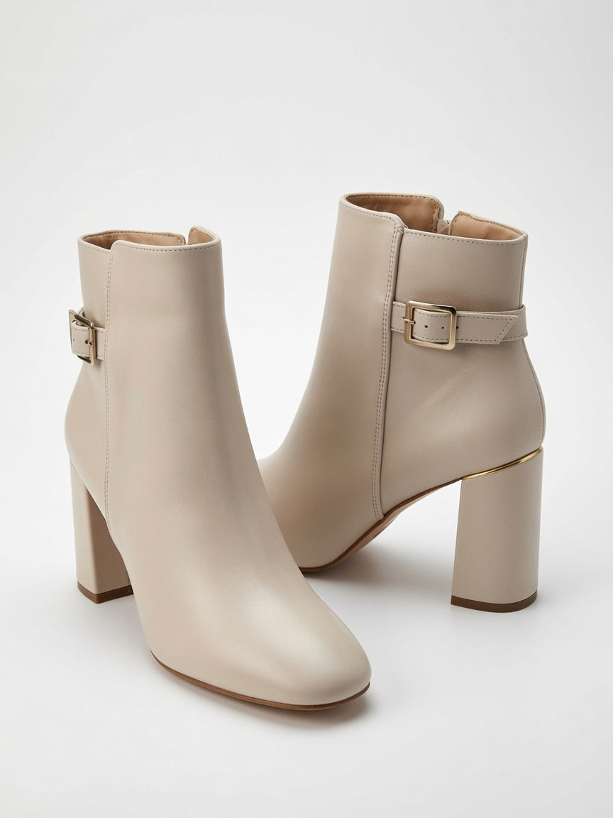 Botines De Tacón Ancho Para Mujer Elegantes Con Hebilla
