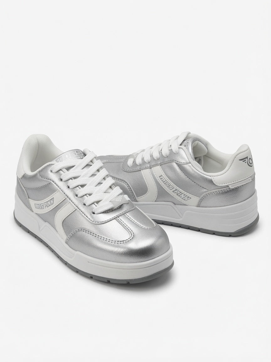 Tenis Miss Pink Plateados Metalizados Mujer