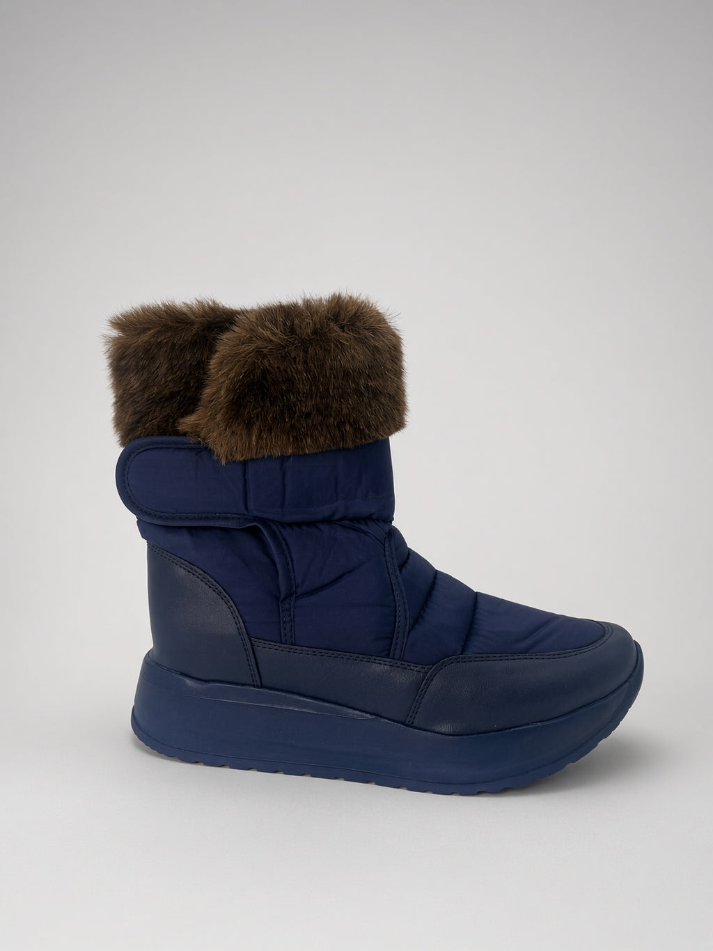 Botin De Nieve Invierno Dama Térmicas Con Peluche Azul Marino