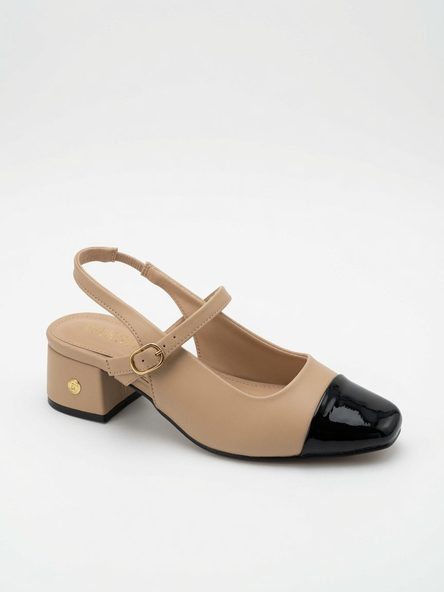 Zapatilla Passion Nude de Talón Descubierto y Punta Cuadrada