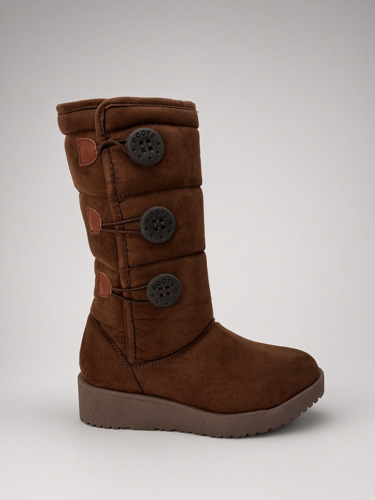 Bota Alta Térmica Calientita para Mujer con Ajuste de Botón Cafe