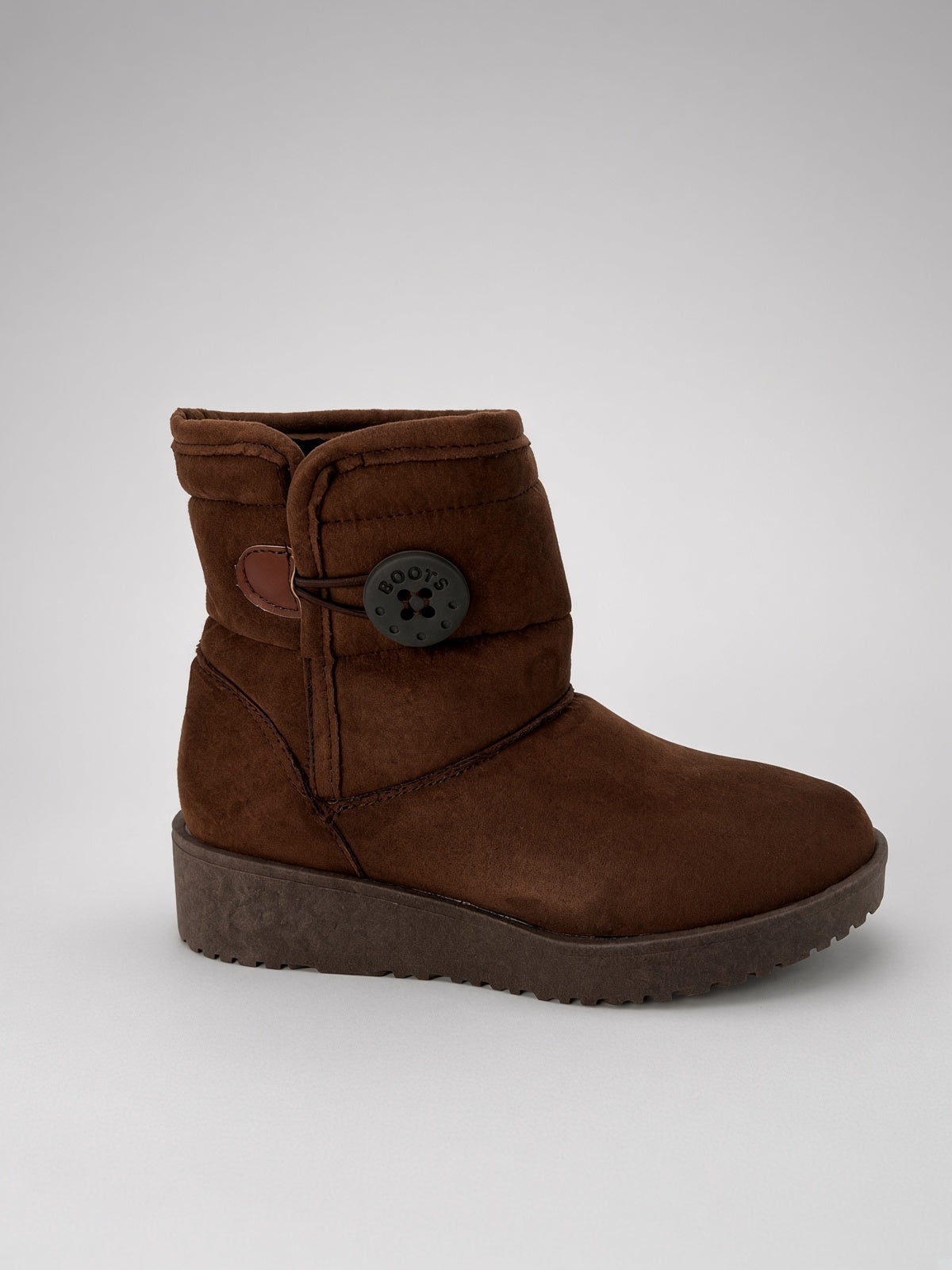 Botin Térmico de Gamuza Cafe con Botón Lateral para Dama