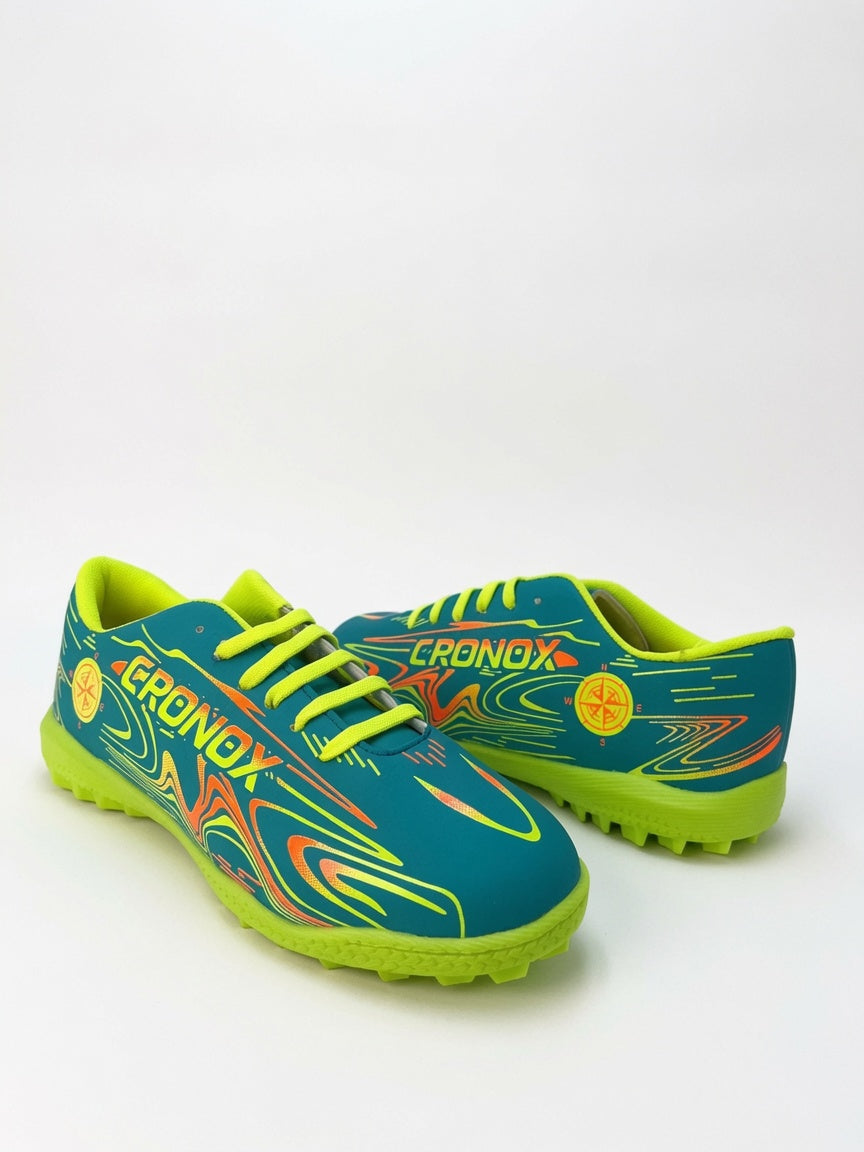 Tenis Fútbol Rápido Cronox Hombre Aqua Amarillo Neon