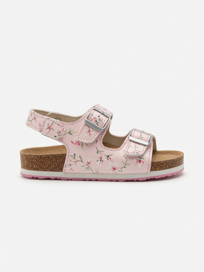 Sandalia Rosa de Niña con Hebillas y Diseño Floral