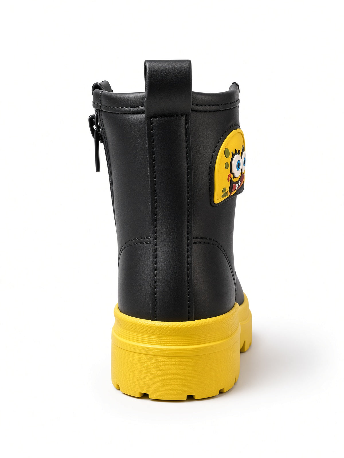 Botines Infantiles Estilo Bob Esponja – Negro con Suela de Goma Amarilla