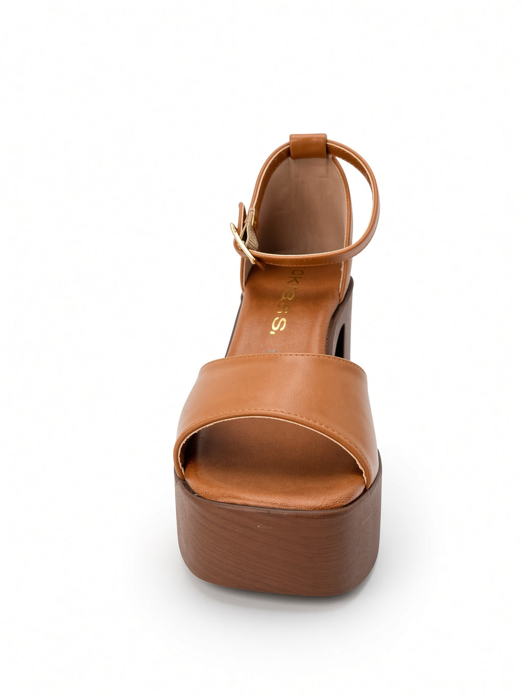 Zapatilla de Plataforma Cklass Tacón Ancho en Color Miel para Mujer