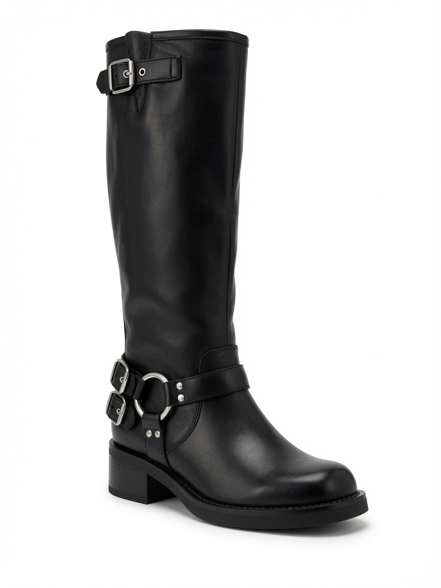 Bota Alta Rocky con Hebillas y Suela de Goma Negra