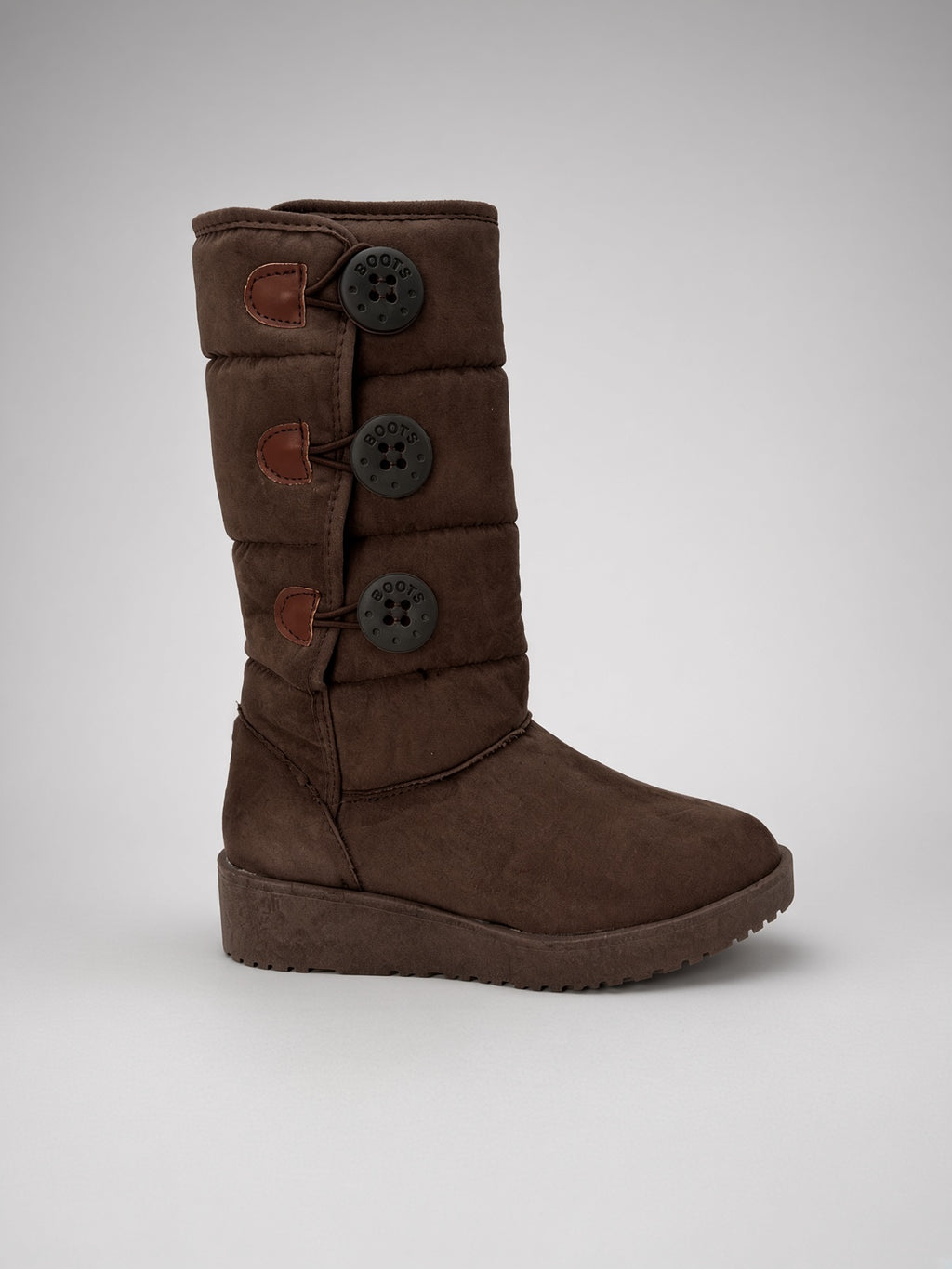Bota Alta Térmica Calientita para Mujer con Ajuste de Botón Cafe Claro