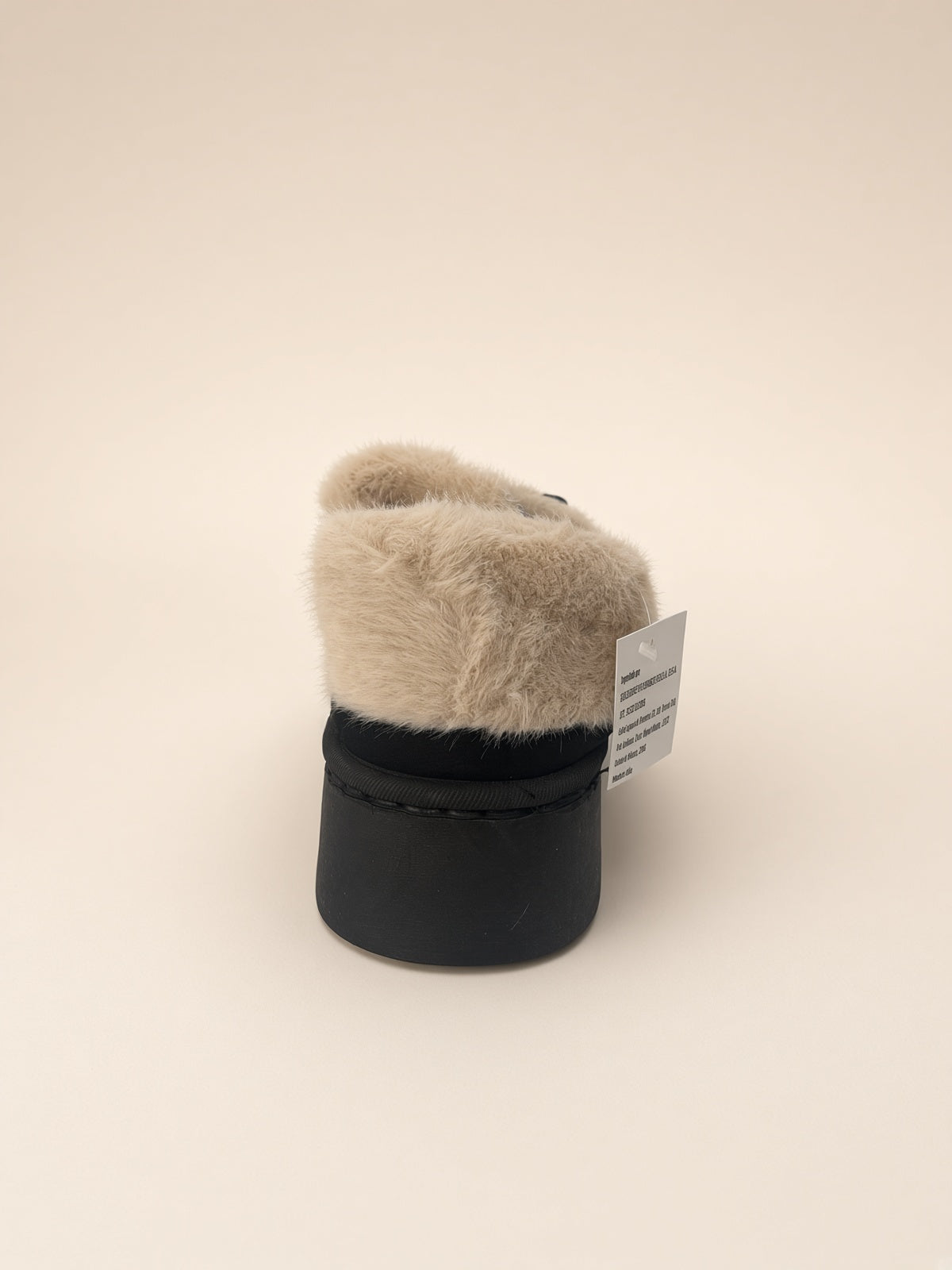 Pantuflas De Peluche Con Plataforma Para Mujer Invierno Negro