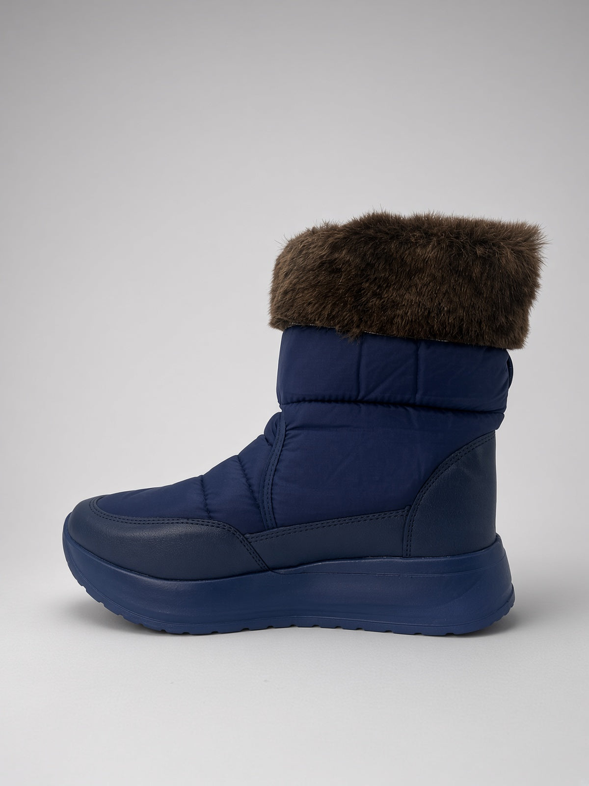 Botin De Nieve Invierno Dama Térmicas Con Peluche Azul Marino