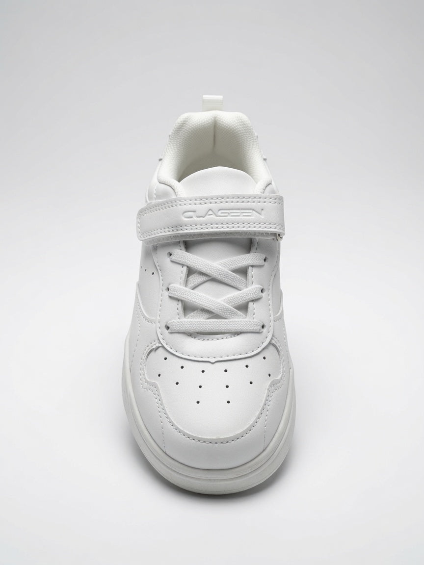 Tenis Blancos Urbano Casual Escolar Con Velcro Niño Niña