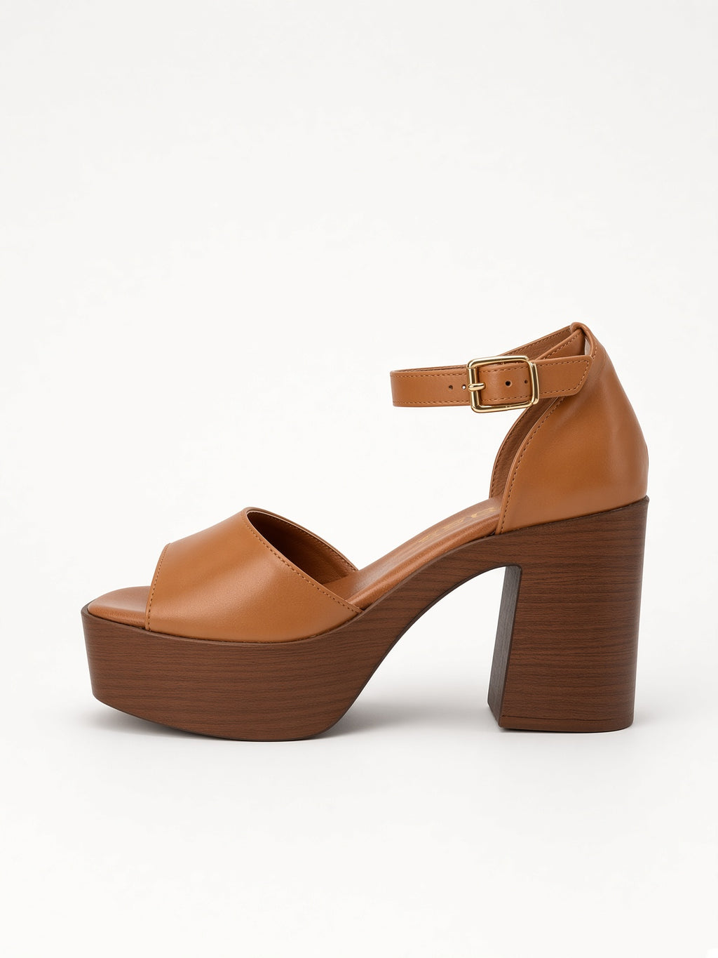 Zapatilla de Plataforma Cklass Tacón Ancho en Color Miel para Mujer