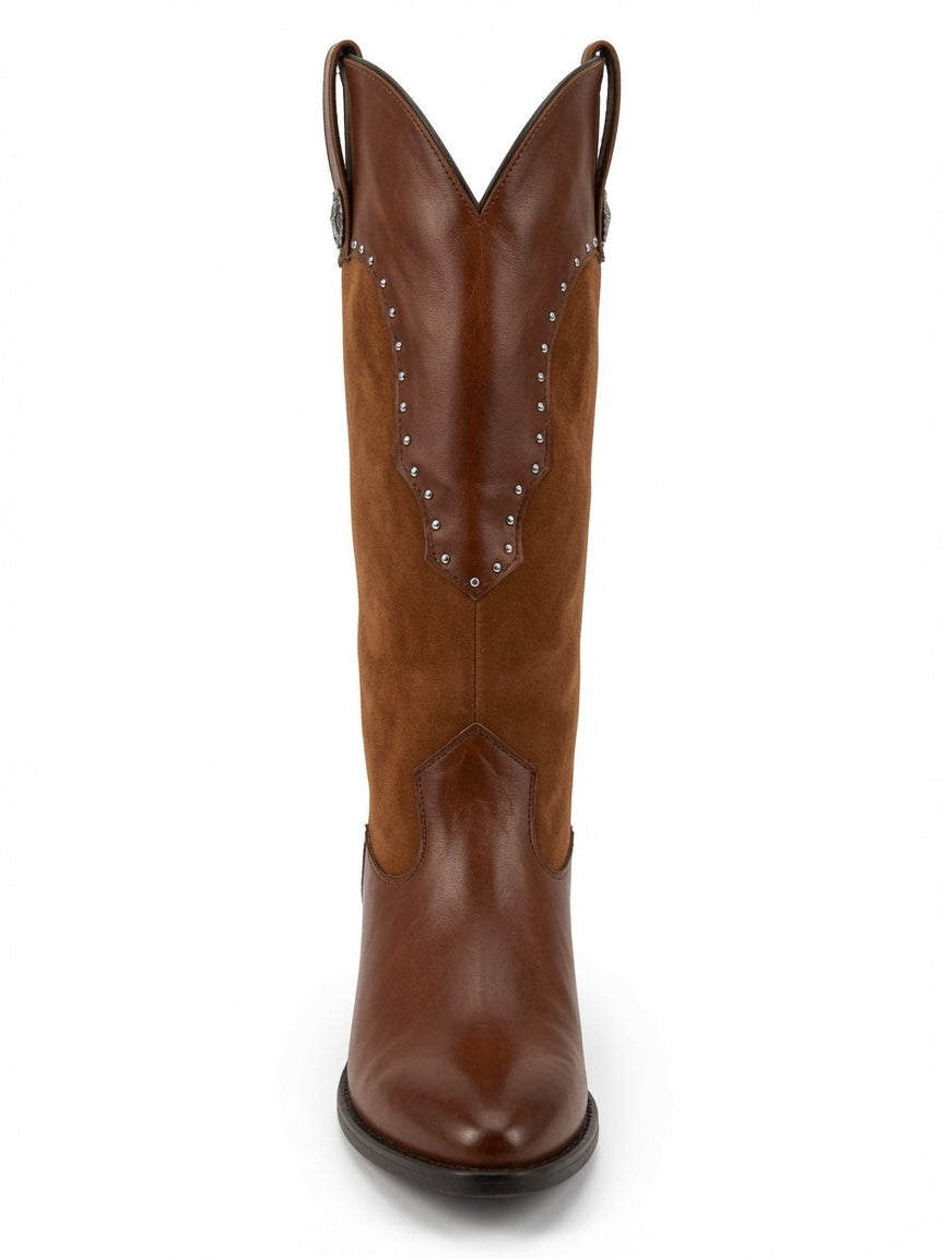 Botas Largas Texanas de Tacón Color Tang para Mujer