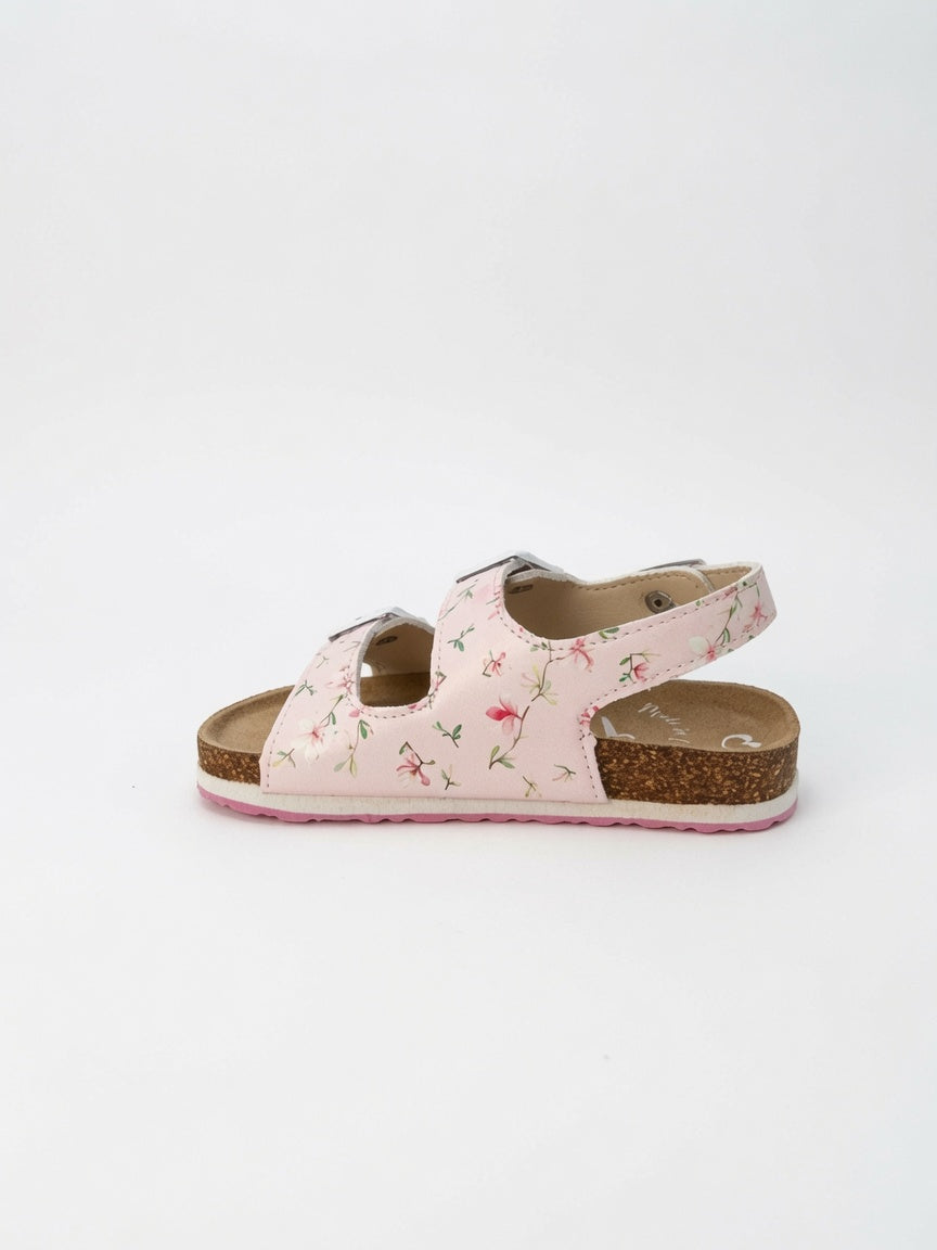Sandalia Rosa de Niña con Hebillas y Diseño Floral