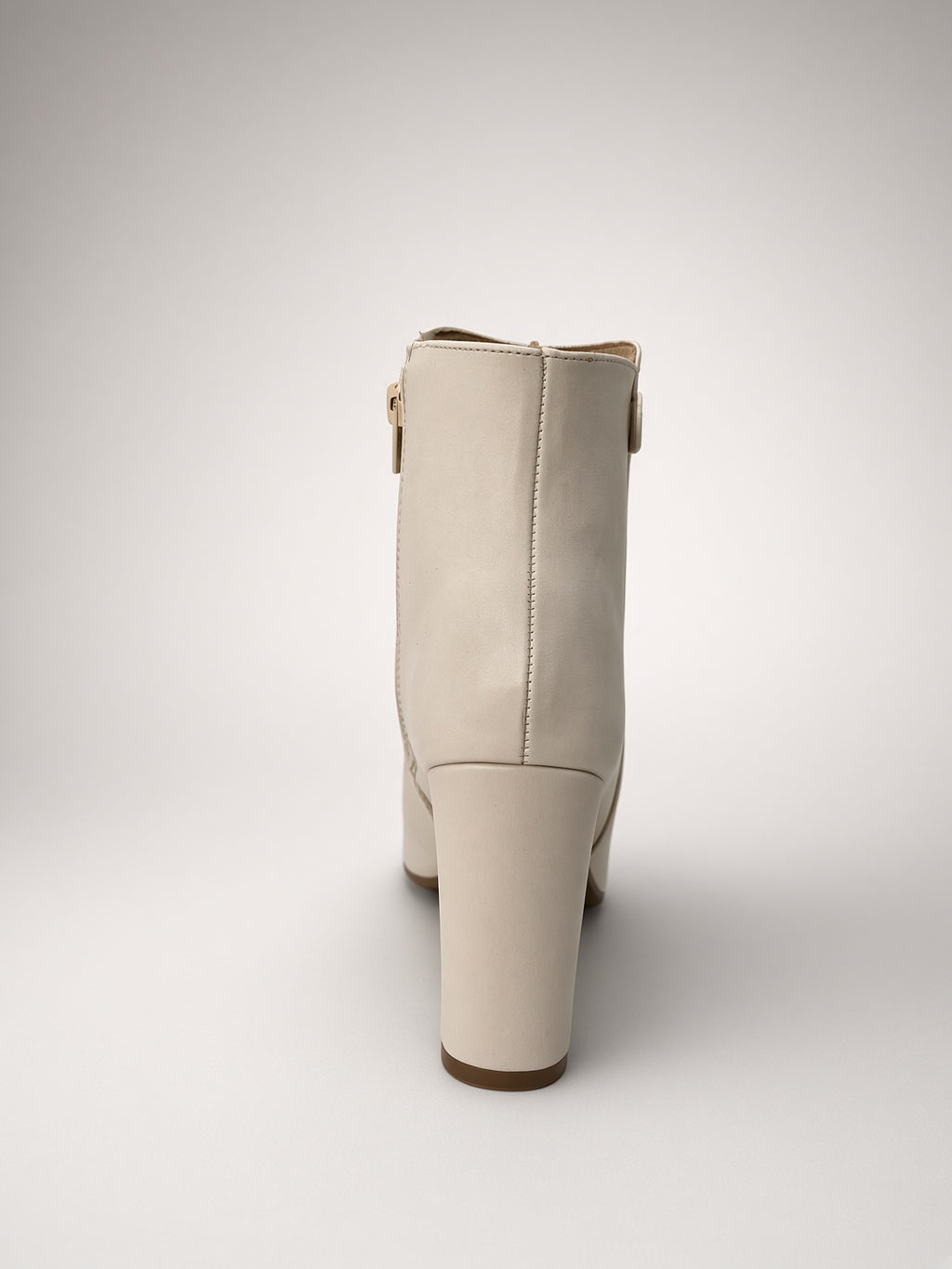 Botín Mujer Beige Tacón Alto Cuadrado Elegante Punta Fina Dorothy