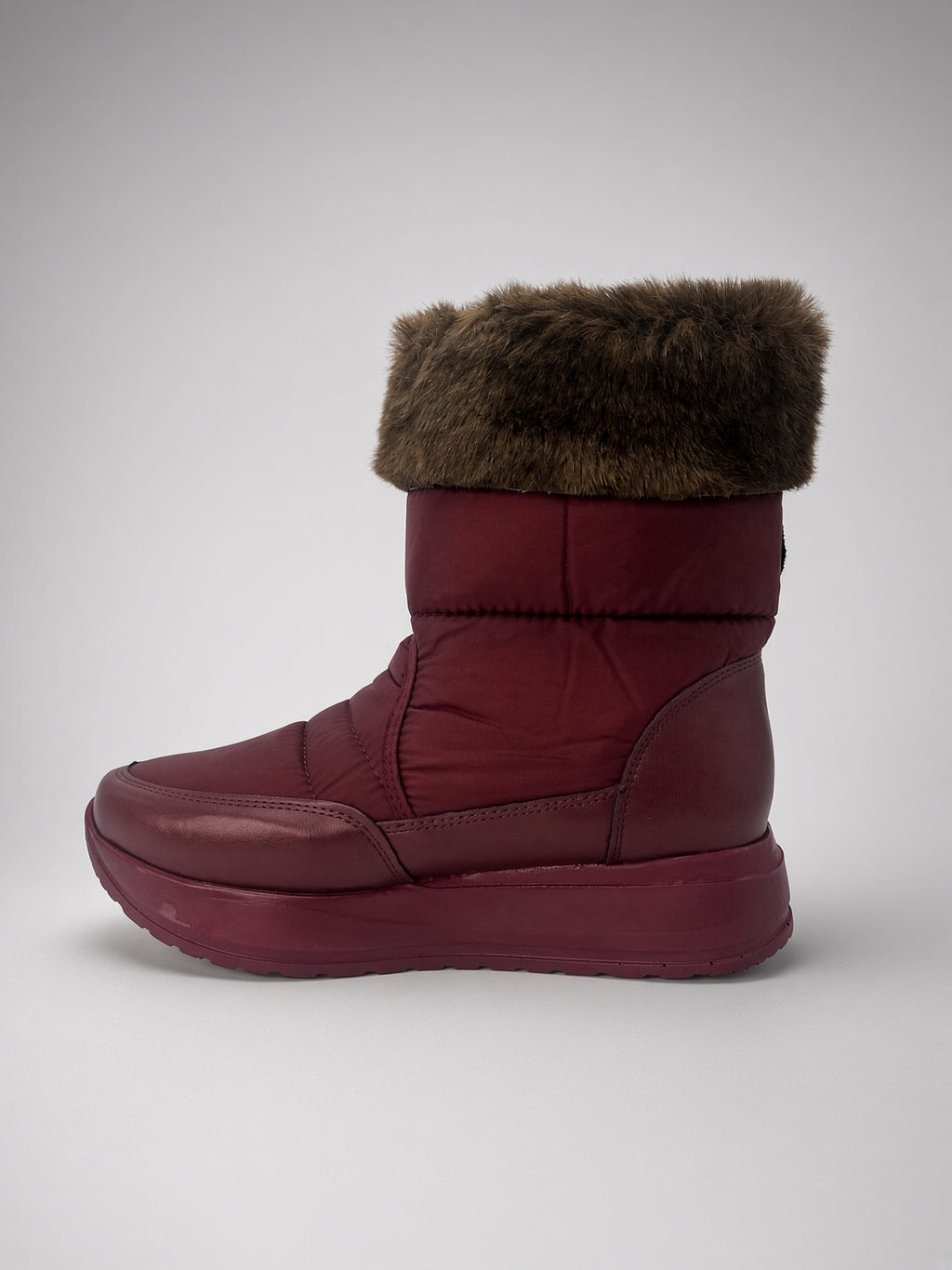 Botin De Nieve Invierno Dama Térmicas Con Peluche Vino